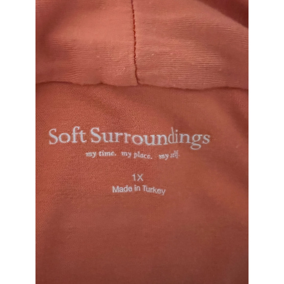 Soft Surroundings Womens Pullover Top Size 1X Salmon Long Sleeve Tunic V-Neck - Picture 2 of 7